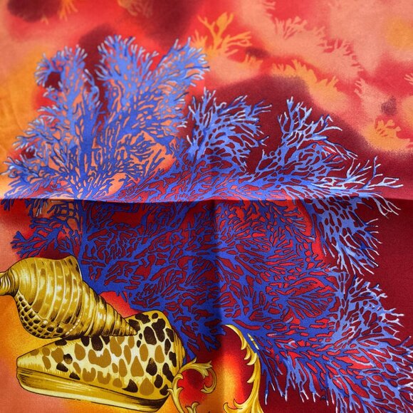 Versace “Trésor de la Mer” Silk Scarf – Coral Sea Print - Picture 13 of 15